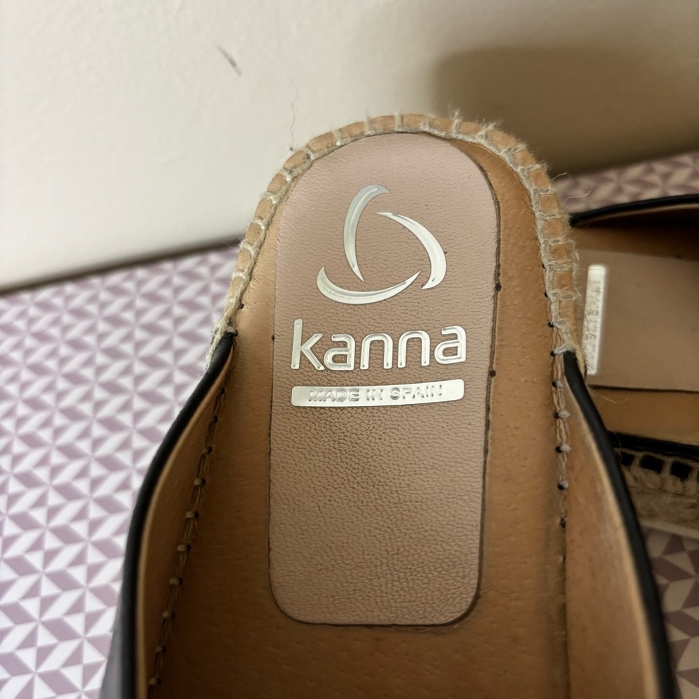 Kanna Women's platform sandals black leather slip on size 41 - Picture 4 of 8